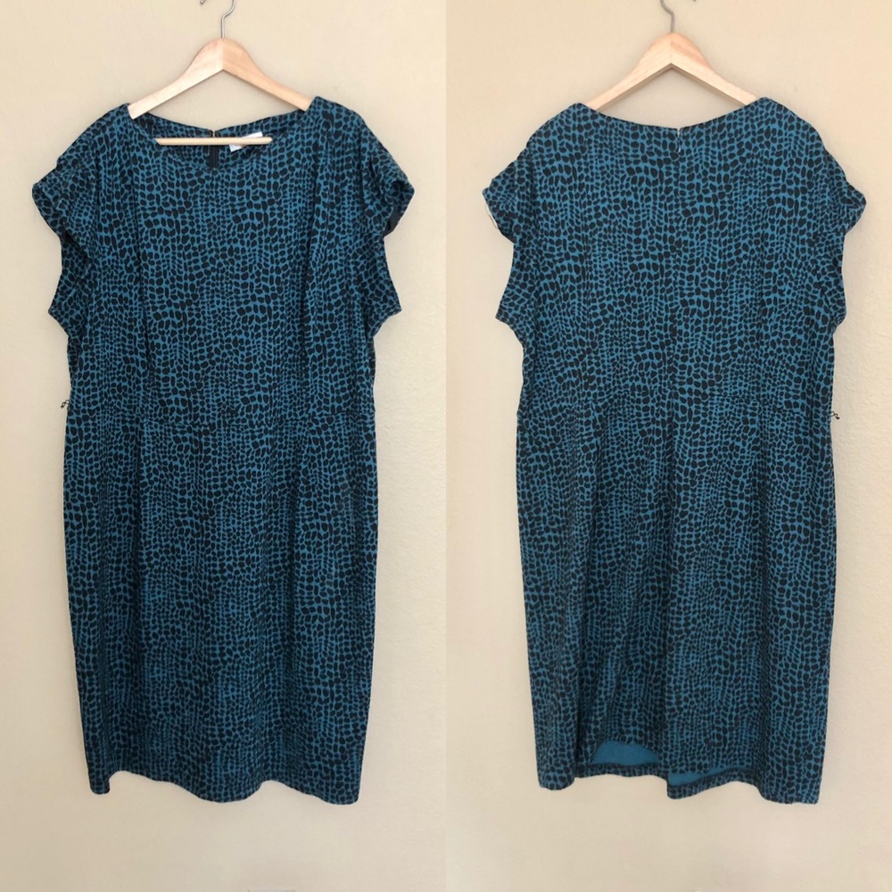Calvin Klein Teal Black Animal Print Dress